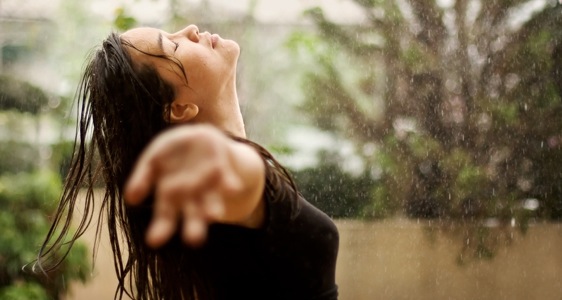 woman in rain